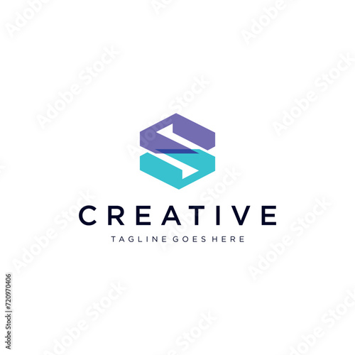 Letter S Logo Design vector template Media Corporate Linear Outline style. Colorful Logotype concept symbol icon art