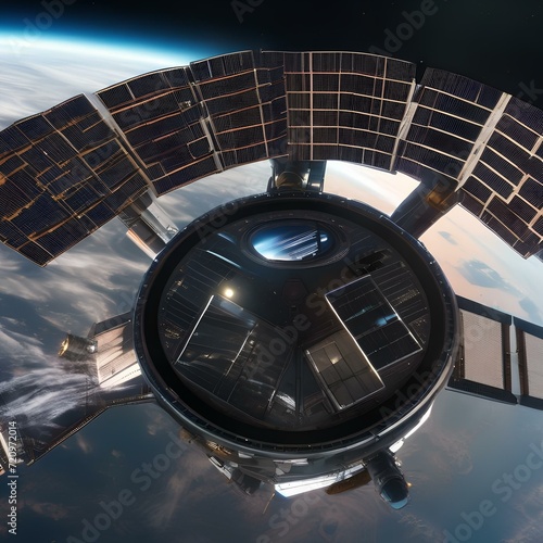 Space station orbiting a distant planet, cosmic exploration and colonization concept1 photo