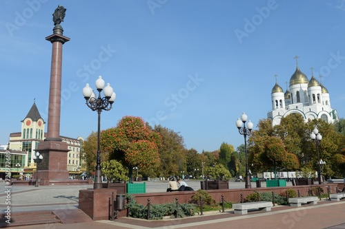 Φωτογραφία View of the Triumphal Column and the Cathedral of Christ the Savior on Victory S