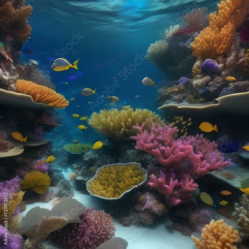 Vivid underwater coral reef, teeming with colorful marine life, vibrant ocean ecosystem4
