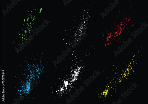 Vector ink various blood paint splatter colorful illustration brush stroke set. Colorful blood splatter stain abstract texture brush stroke vector background