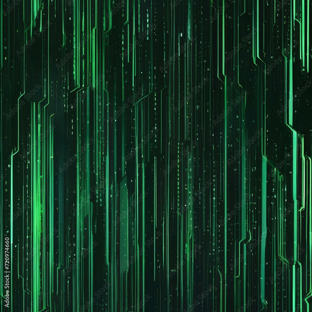 Digital code rain, green lines of code falling on a dark background, cyberpunk aesthetic5 Digital code rain, green lines of code falling on a dark background, cyberpunk aesthetic5