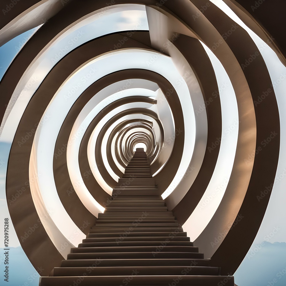 Fototapeta premium Infinite stairway to the sky, surreal architectural concept, endless ascent, dreamlike scene2