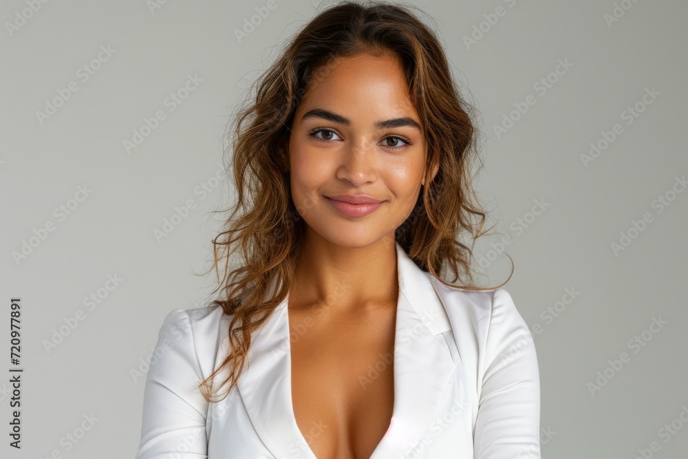 Portrait of a woman. Background with selective focus and copy space Portrait of a woman. Background with selective focus and copy space