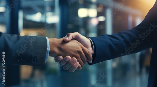 Corporate Worker Shaking Hands and Thanking in Office AI Generated