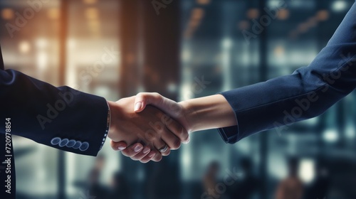 Corporate Worker Shaking Hands and Thanking in Office AI Generated