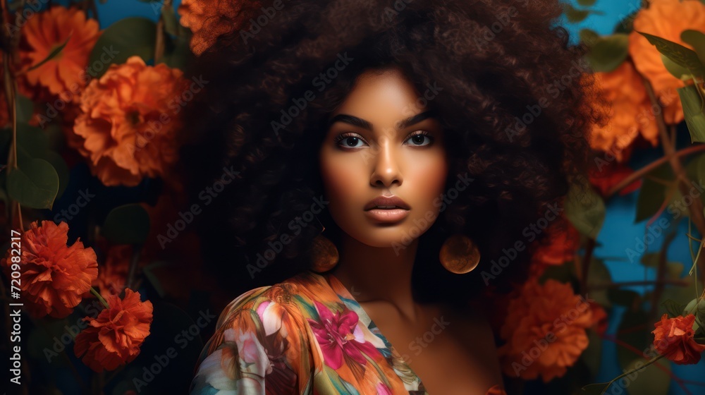 Beautiful Afro-Latino Woman Looking at the Camera AI Generated