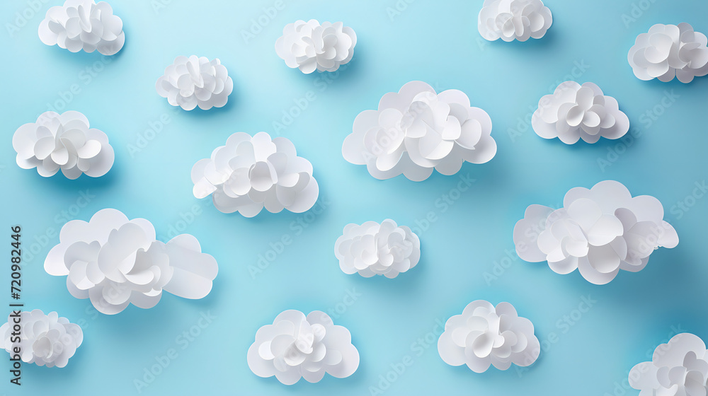 cloud paper craft on white background cloud paper craft on white background