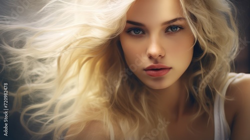 Beautiful Blond Woman Looking at the Camera AI Generated