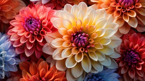 Vibrant Dahlia Flower Petals in Bright Colors AI Generated © Alex
