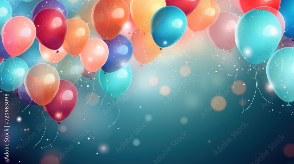 Beautiful Happy Birthday Background with Balloons AI Generated