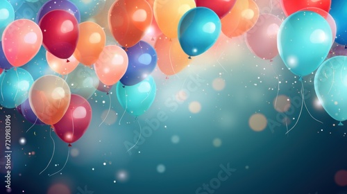 Beautiful Happy Birthday Background with Balloons AI Generated