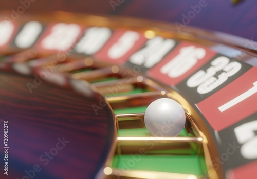 3d render of casino roulette wheel for gamble concept, gambling background. photo