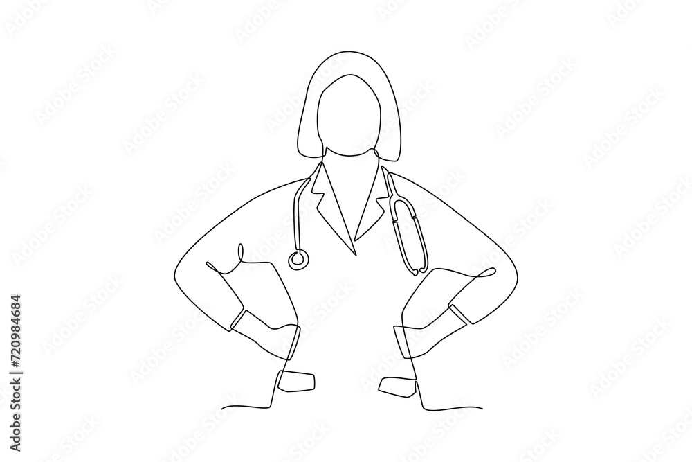One continuous line drawing of National Doctors Day concept. Doodle vector illustration in simple linear style. One continuous line drawing of National Doctors Day concept. Doodle vector illustration in simple linear style.