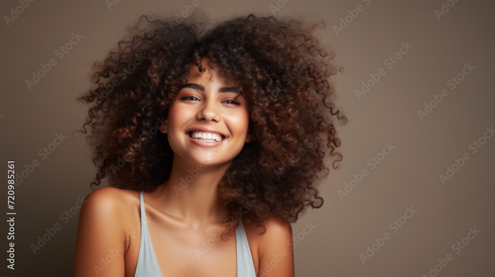 Beauty portrait of young african american woman with afro hairstyle Generative AI