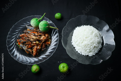 Indonesian Lombok food menu in the form of pindang fish sambel bawang, delicious spicy photo