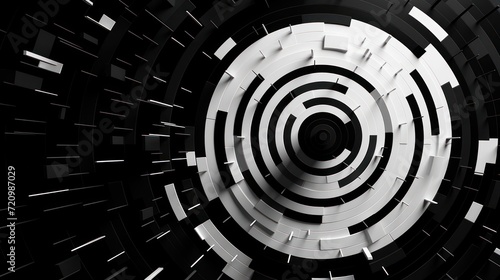 Abstract technology background. 3d render of black and white geometric pattern Generative AI