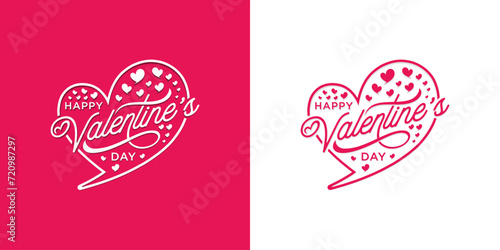 Happy Valentine's day text, hand lettering typography poster . Romantic quote postcard, card, invitation, banner template. Vector illustration.