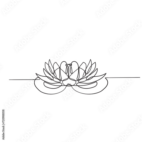 continuous line drawing Lotus flower illustration