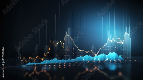 A Investment finance chart infographic with ,stock market business and exchange financial growth graph., photo, on a blue background.
