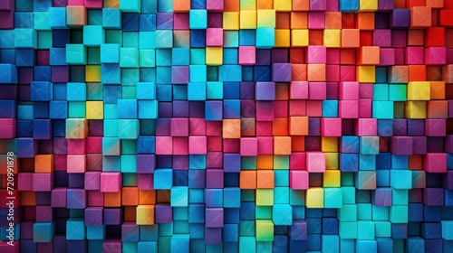 abstract background with colorful cubes. 3d rendering, 3d illustration. Generative AI © Alex