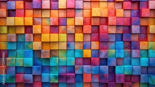 abstract background with colorful cubes. 3d rendering, illustration. Generative AI