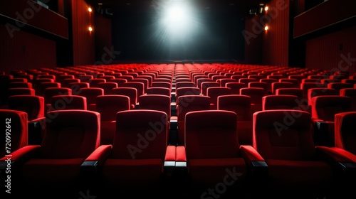 Vibrant Empty Red Seats in Cinema AI Generated