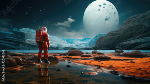 Universe man cosmos explore space cosmonaut moon astronomy science fantasy planet astronaut