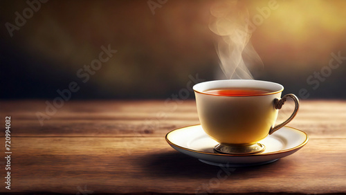 cup of tea on wooden table