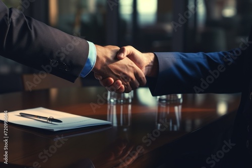 Successful Business Meeting: Two People Shaking Hands AI Generated