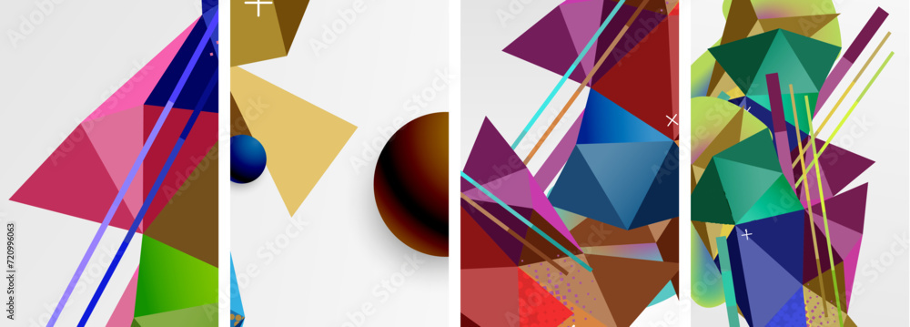 Geometric elements in abstract poster composition set. Vector illustration For Wallpaper, Banner, Background, Card, Book Illustration, landing page