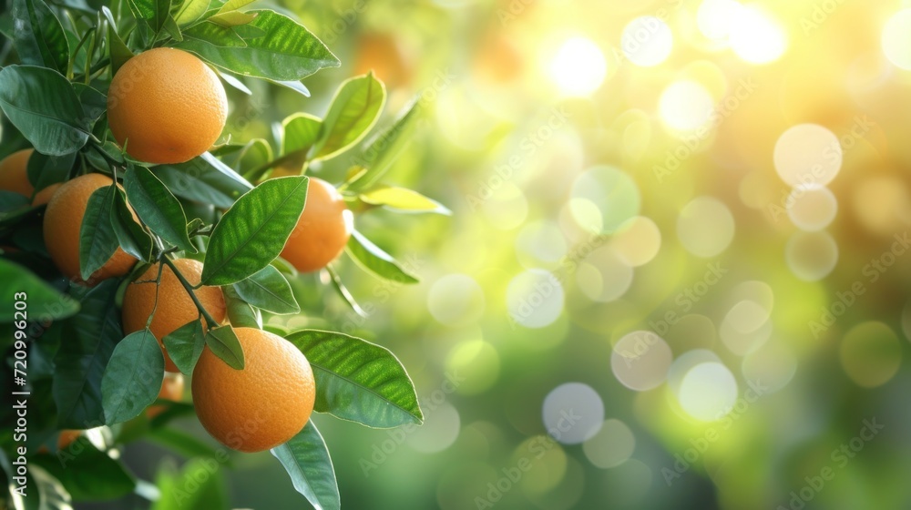 Orange tree in the corner in over blurred background Orange tree in the corner in over blurred background