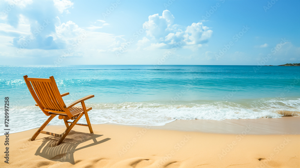 beach chairs and umbrella on the beach