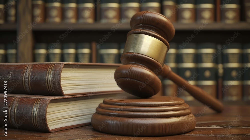 Wooden judge gavel and law books Wooden judge gavel and law books