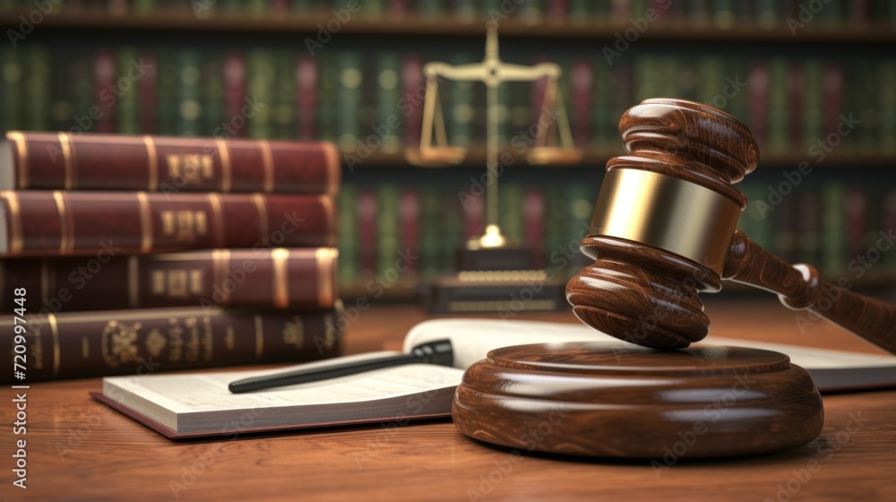 Wooden judge gavel and law books Wooden judge gavel and law books