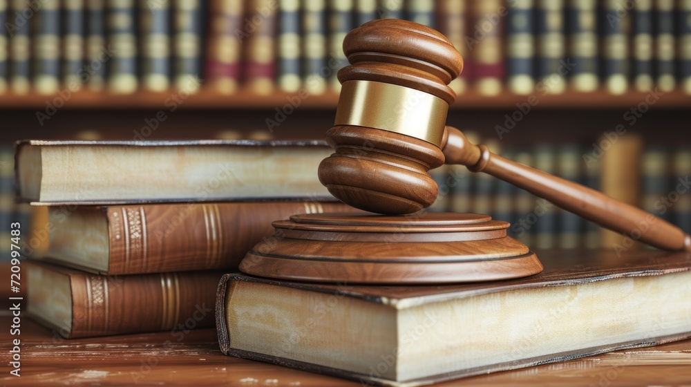 Wooden judge gavel and law books Wooden judge gavel and law books
