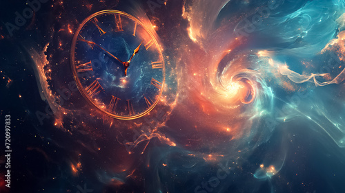 the concept of time in an abstract composition, expressing the fluidity and ever-changing nature of temporal experiences. 