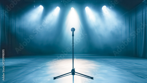 the art of speech, microphone stand on stage