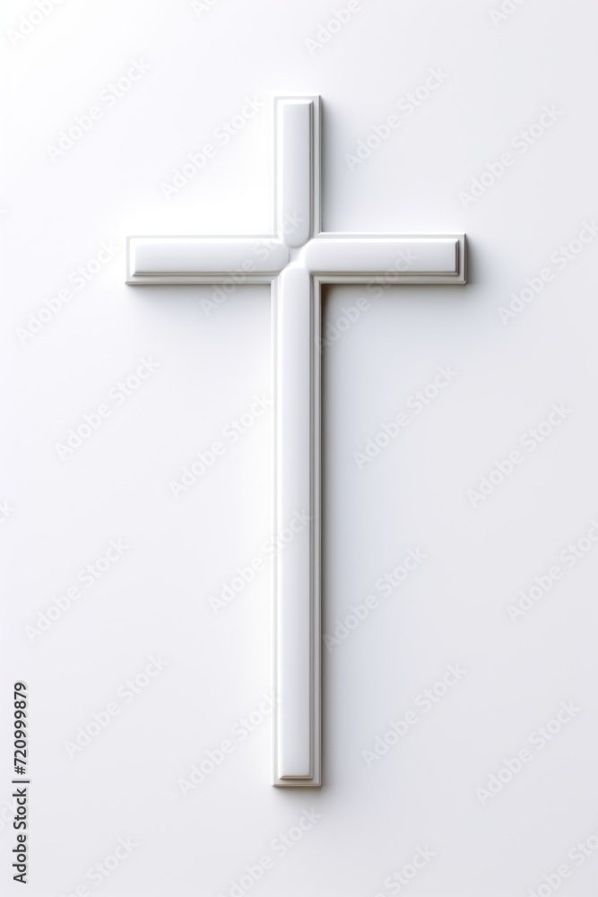 Simple Porcelain Cross on White Background AI Generated