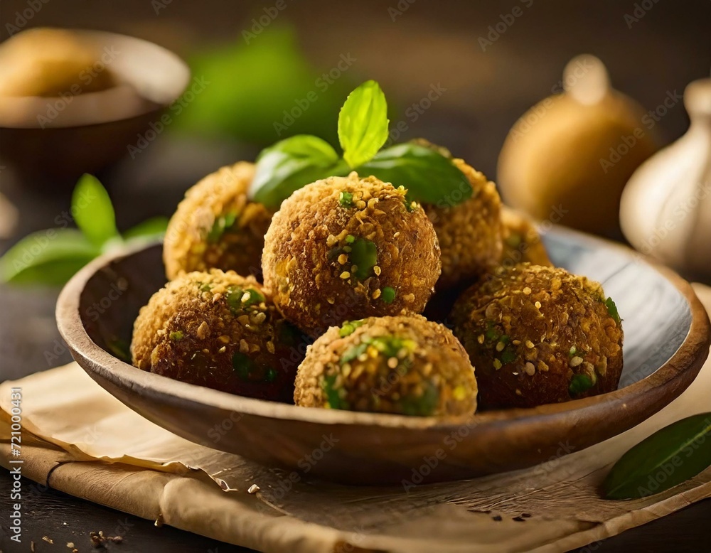 illustration of premium homemade dish of Falafels, deep fried beans ball illustration of premium homemade dish of Falafels, deep fried beans ball