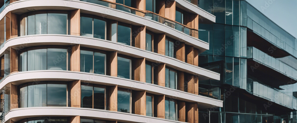 Obraz premium The beauty of minimalistic architecture with an image of a modern building featuring clean lines, large windows, and a serene exterior, emphasizing the importance of whitespace