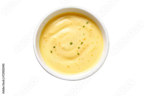 a bowl with cheese sauce isolated on transparent background. cheese sauce. Top view