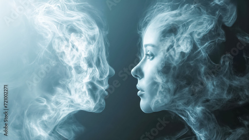 white smoke abstract of self talk 