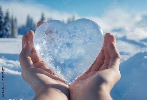  blue background clear concept New clouds heart icy Christmas hand festive 14 love holiday February sky approach Year winter spring winter frozen season romantic