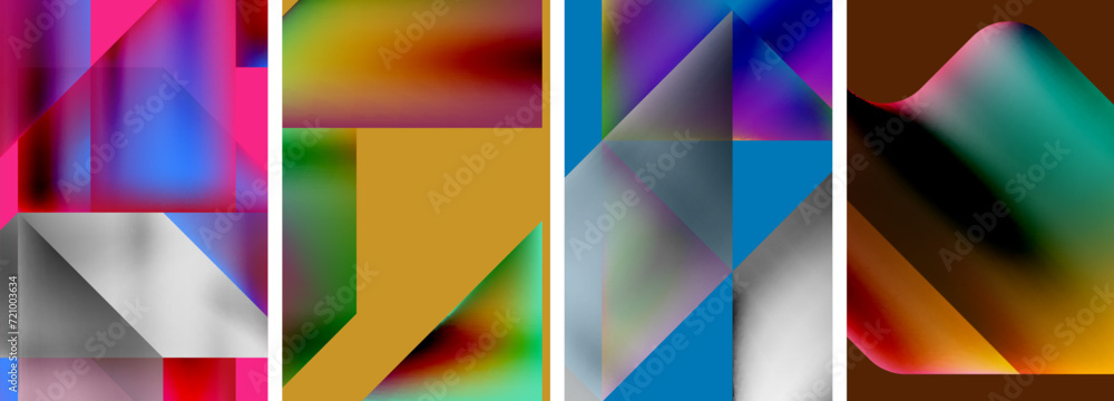 Set of colorful geometric posters - round shapes and circles with fluid color gradients. Abstract backgrounds for wallpaper, business card, cover, poster, banner, brochure, header, website Set of colorful geometric posters - round shapes and circles with fluid color gradients. Abstract backgrounds for wallpaper, business card, cover, poster, banner, brochure, header, website