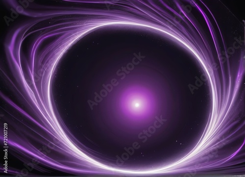 Abstract purple neon background in black hole at the center of the vortex and Particles luminous traces from Generative AI