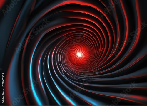 Abstract red and blue neon in Black hole at the center of the vortex with luminous traces background from Generative AI
