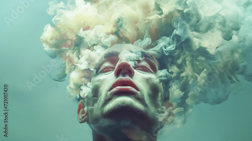 smoke over a man head depict thought process of human © Riley