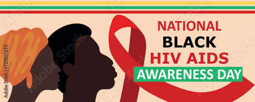 Banner for National Black / HIV AIDS Awareness Day with African-American people