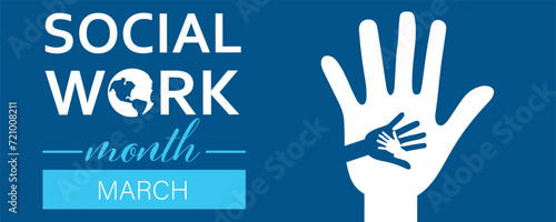 Drawn banner for Social Work Month with hands